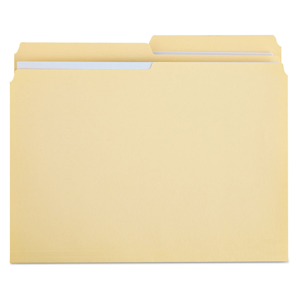 Universal Double-Ply Top Tab Manila File Folders, 1/2-Cut Tabs: Assorted, Letter Size, 0.75" Expansion, Manila, 100/Box
