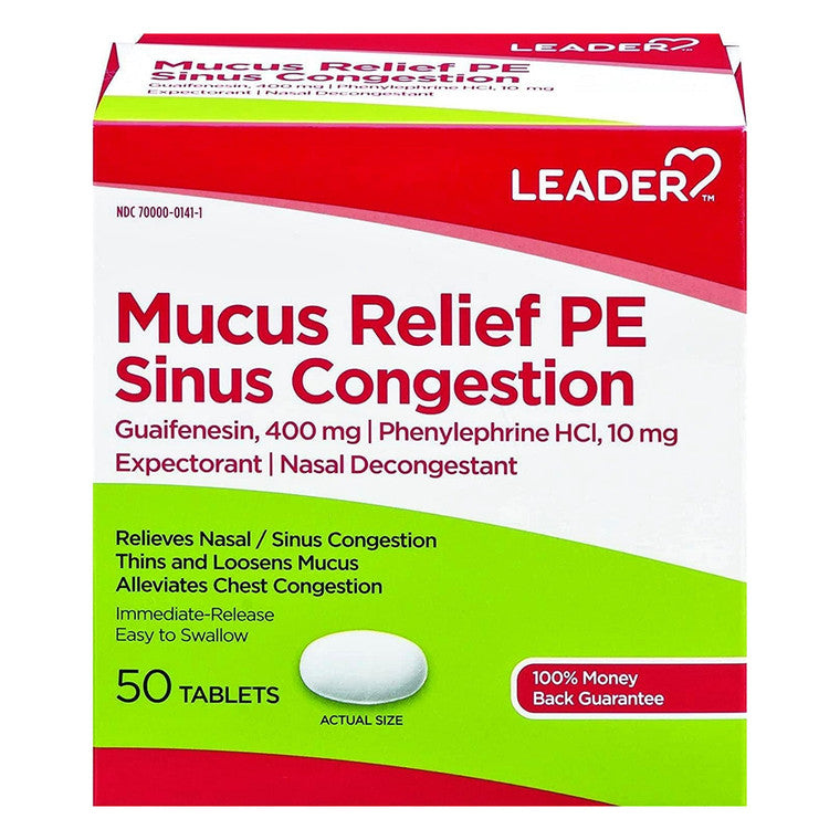 Leader Mucus Relief Pe Sinus Congestion Tablets