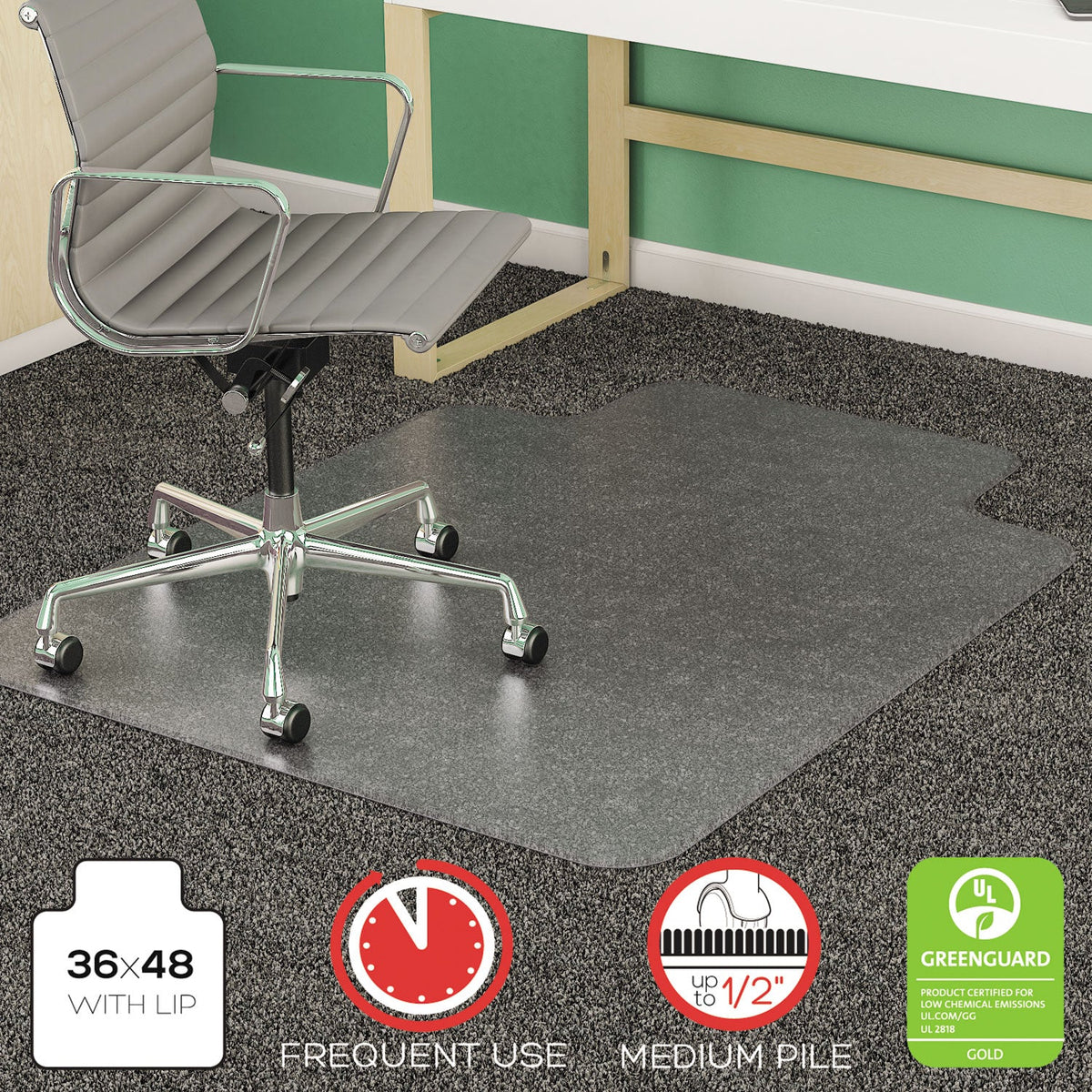 deflecto SuperMat Frequent Use Chair Mat, Med Pile Carpet, Flat, 36 x 48, Lipped, Clear