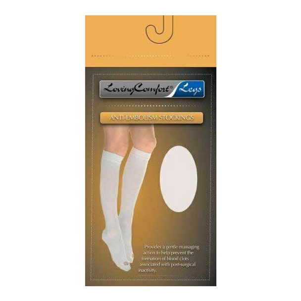 Loving Comfort Anti-Embolism Knee High Stockings, 15-20 mmHg, Closed Toe, Beige, 2X-Large, 1 Pair