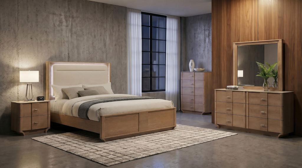 Leanne 5-piece Queen Bedroom Set Light Oak