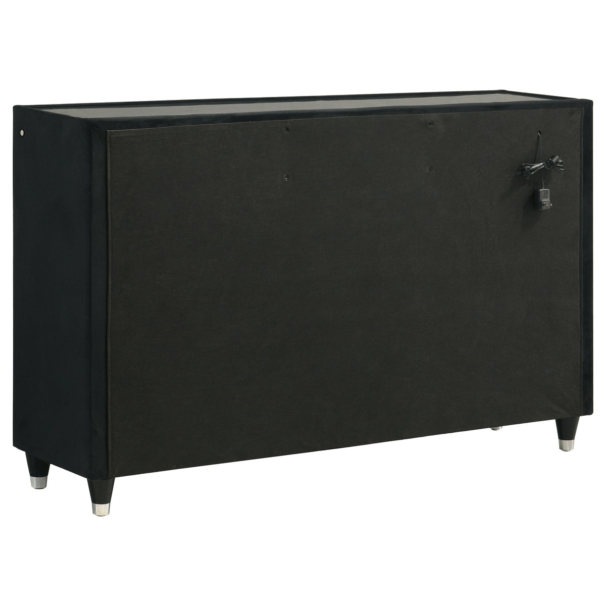 Ravenne 4-piece Velvet Upholstered Queen LED Bedroom Set Black