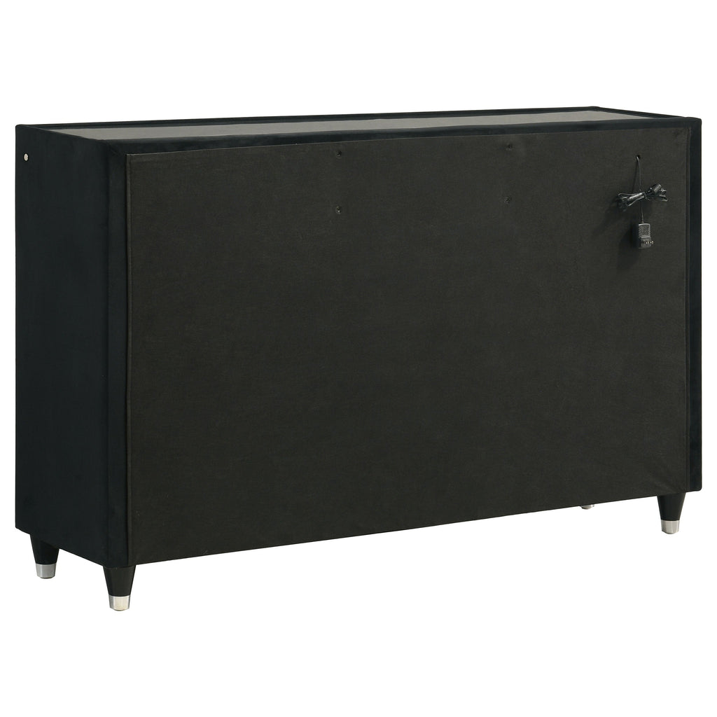 Ravenne 5-piece Velvet Upholstered Queen LED Bedroom Set Black
