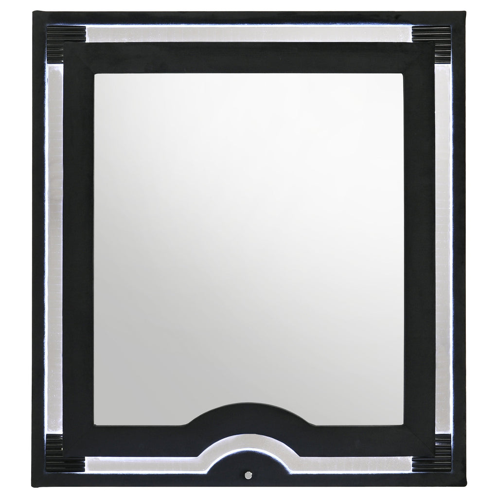 Ravenne Velvet Upholstered LED Dresser Mirror Black