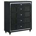 Ravenne 5-drawer Velvet Upholstered LED Chest of Drawers Black