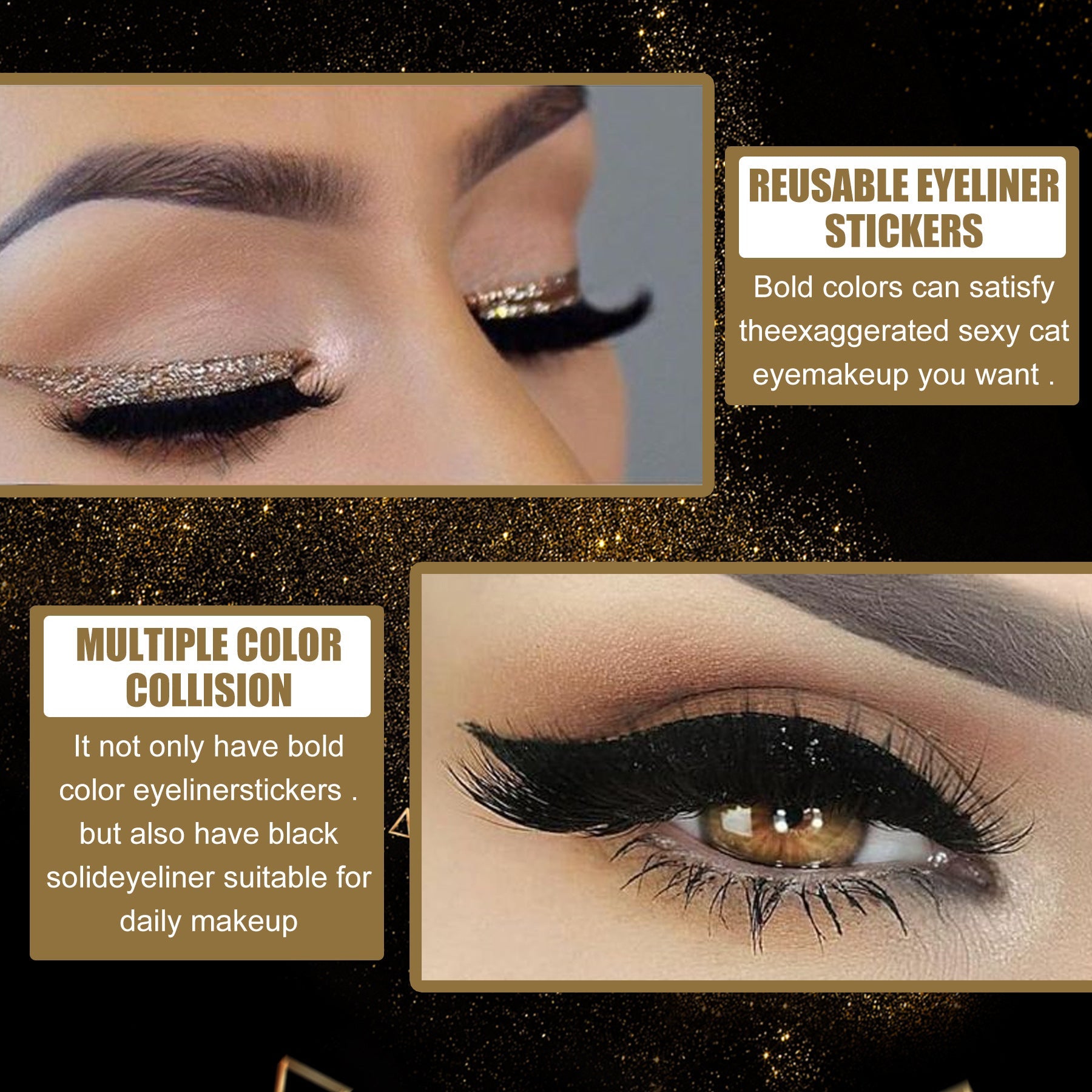 New Glitter Self-Adhesive Eyeliner Eyeshadow Sticker Double Eyelid False Eyelashes Waterproof Party Eye Makeup Sticker