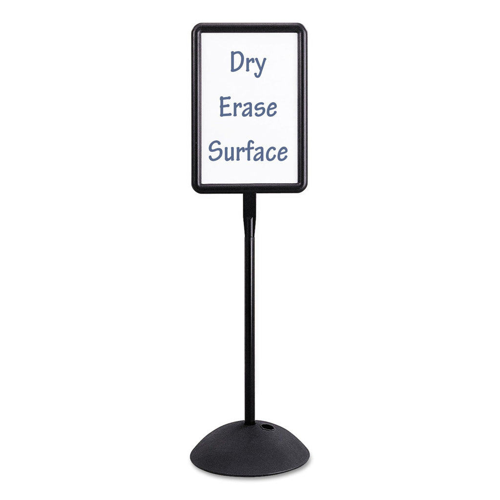 Safco Double Sided Sign, Magnetic/Dry Erase Steel, 18 x 18, White, Black Frame