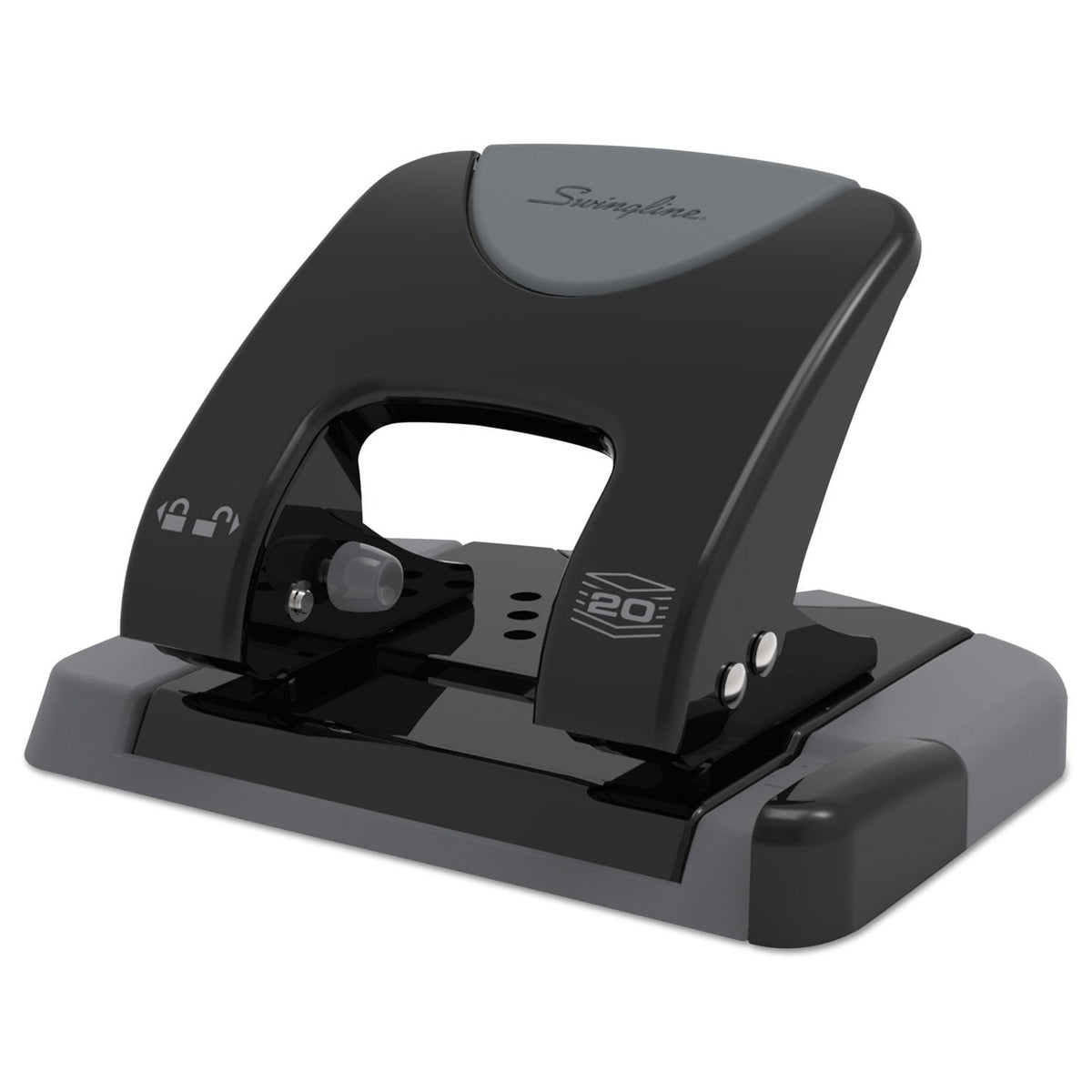Swingline 20-Sheet SmartTouch Two-Hole Punch, 9/32" Holes, Black/Gray