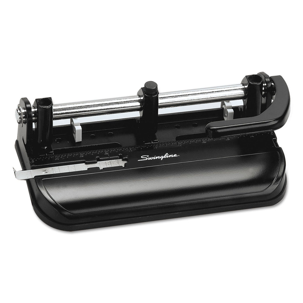 Swingline 32-Sheet Lever Handle Heavy-Duty Two- to Seven-Hole Punch, 9/32" Holes, Black