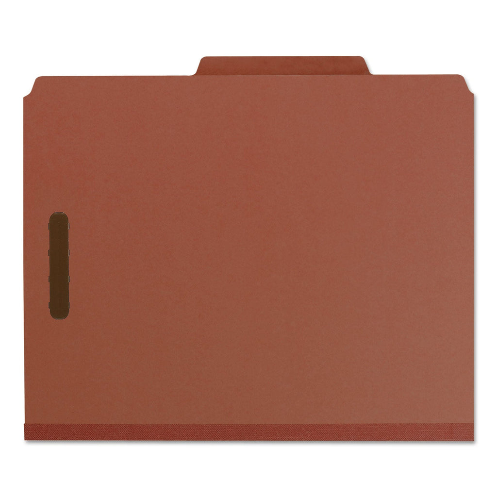 Smead 100% Recycled Pressboard Classification Folders, 1 Divider, Letter Size, Red, 10/Box