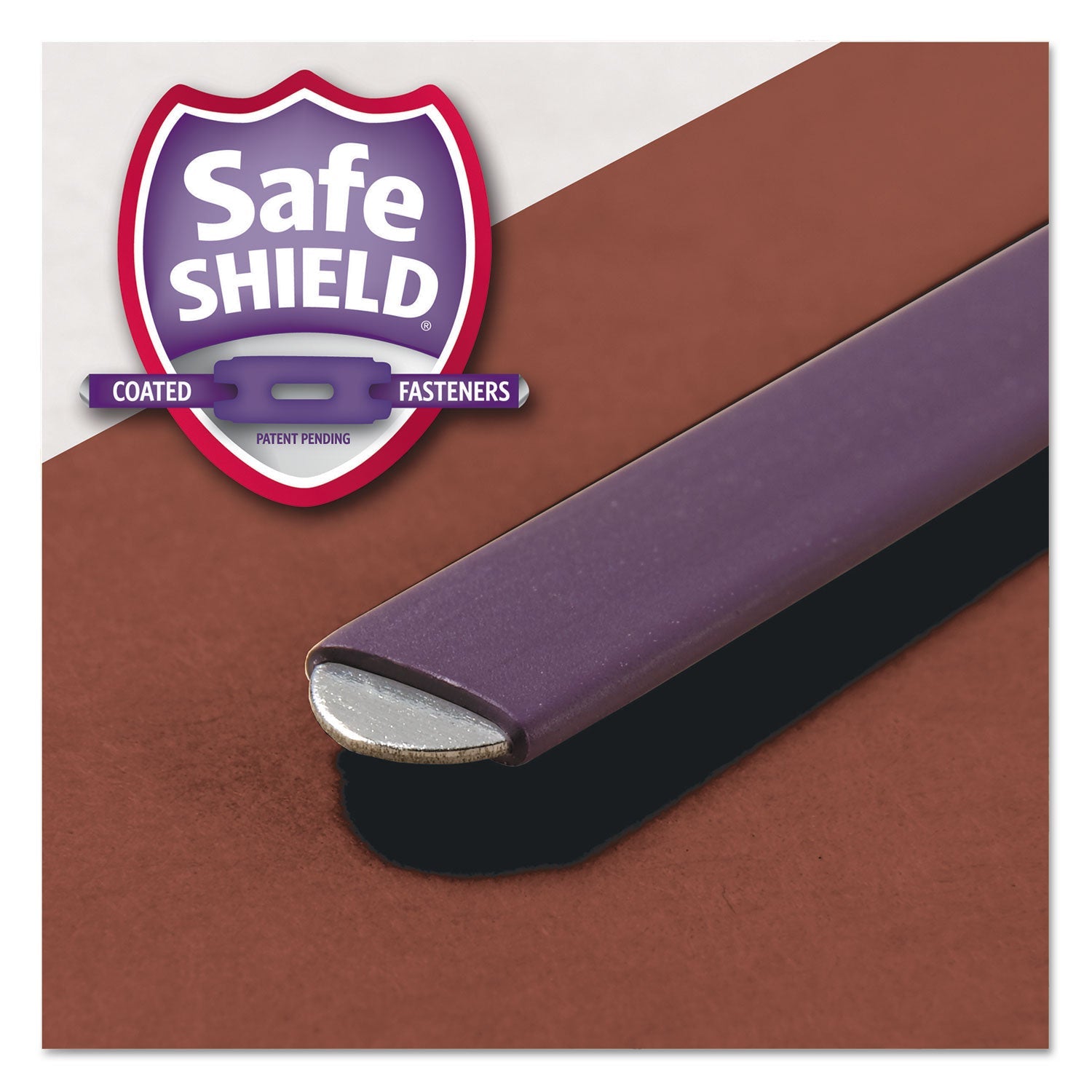 Smead Pressboard Classification Folders with SafeSHIELD Coated Fasteners, 1/3-Cut Metal Tab, 2 Dividers, Legal Size, Red, 10/Box
