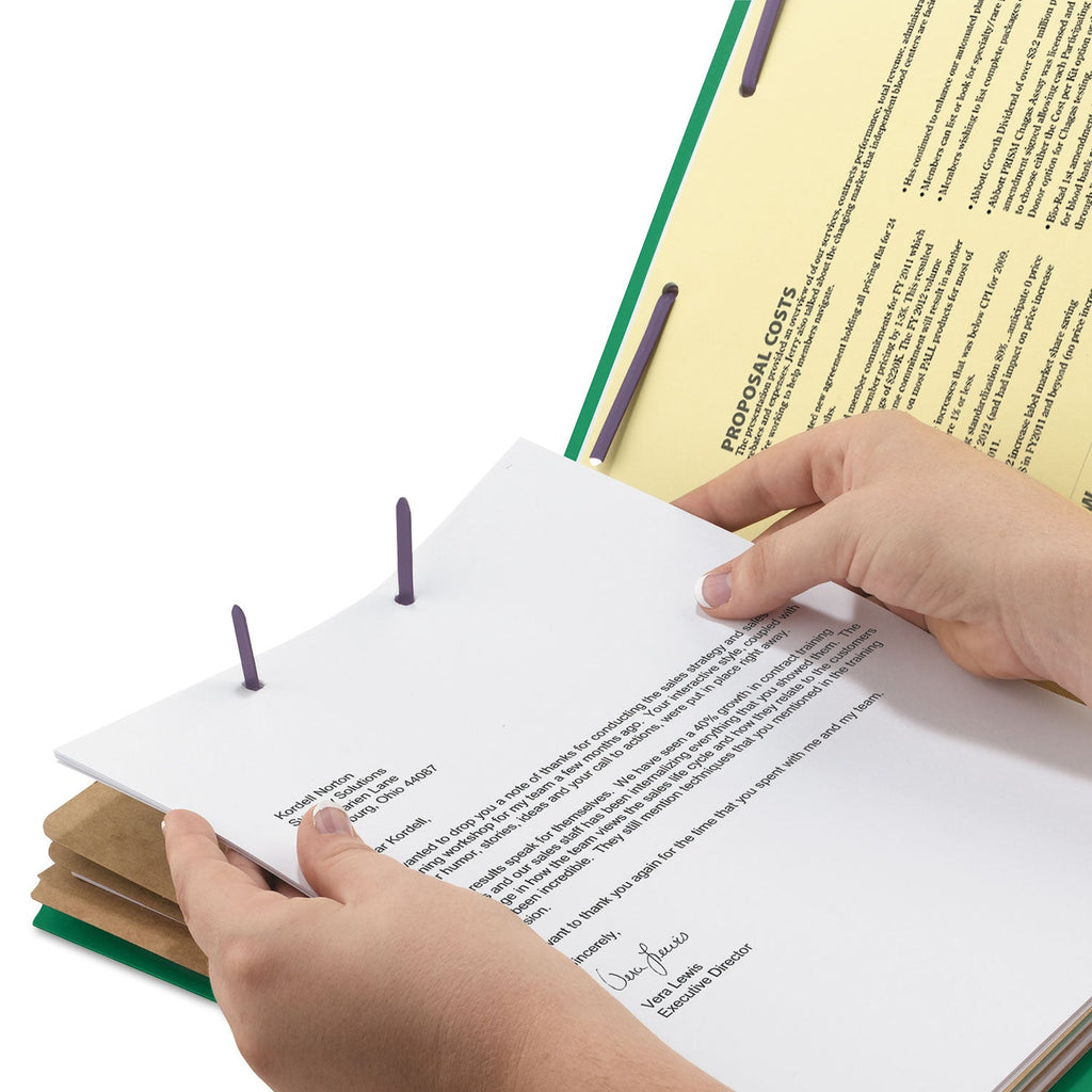 Smead Eight-Section Pressboard Top Tab Classification Folders with SafeSHIELD Fasteners, 3 Dividers, Legal Size, Green, 10/Box
