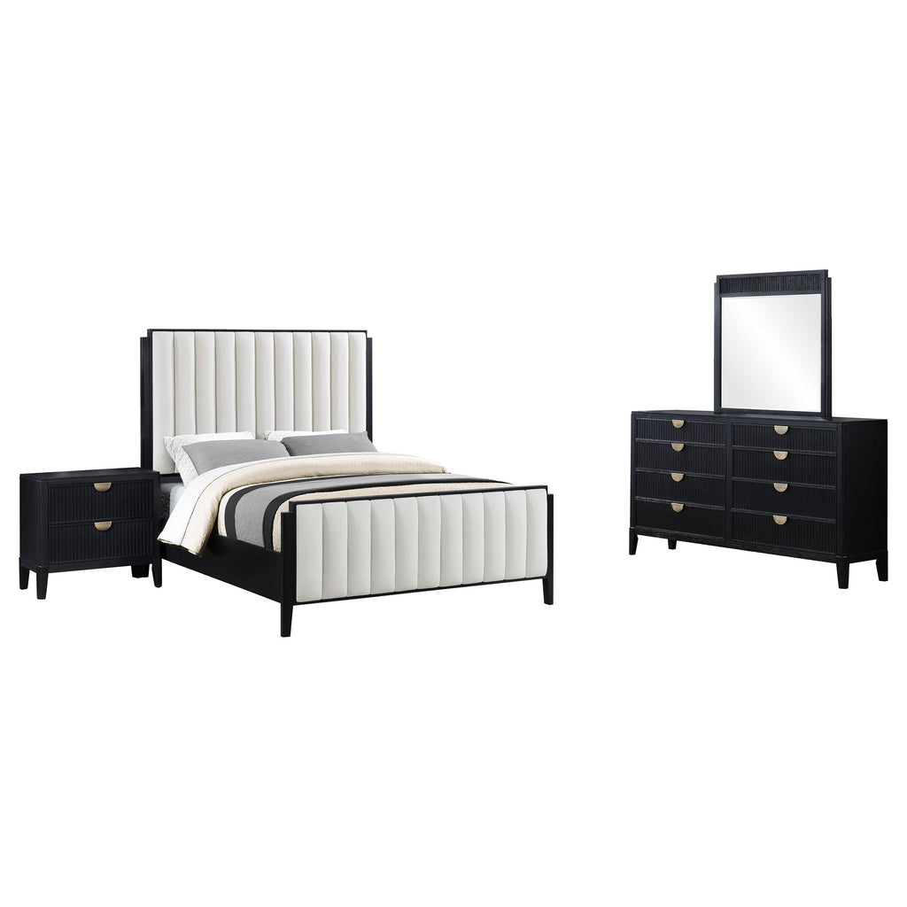 Brookmead 4-piece Upholstered Cal King Bedroom Set Black