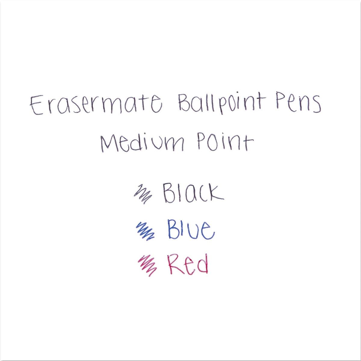 Paper Mate Eraser Mate Ballpoint Pen, Stick, Medium 1 mm, Black Ink, Black Barrel, Dozen
