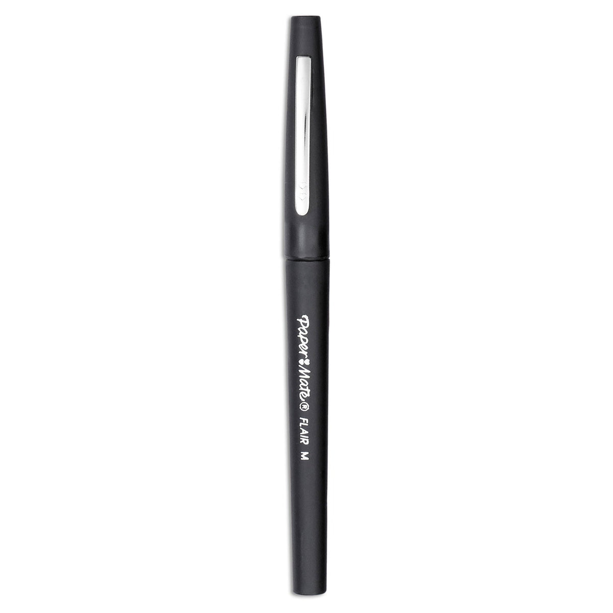 Paper Mate Point Guard Flair Felt Tip Porous Point Pen, Stick, Medium 0.7 mm, Black Ink, Black Barrel, Dozen
