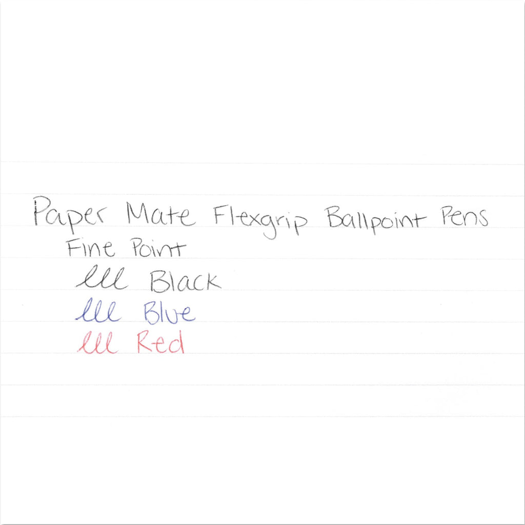 Paper Mate FlexGrip Ultra Ballpoint Pen, Stick, Fine 0.8 mm, Black Ink, Gray Barrel, Dozen
