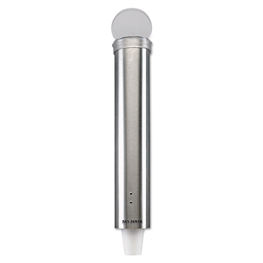San Jamar Small Pull-Type Water Cup Dispenser, For 5 oz Cups, Stainless Steel