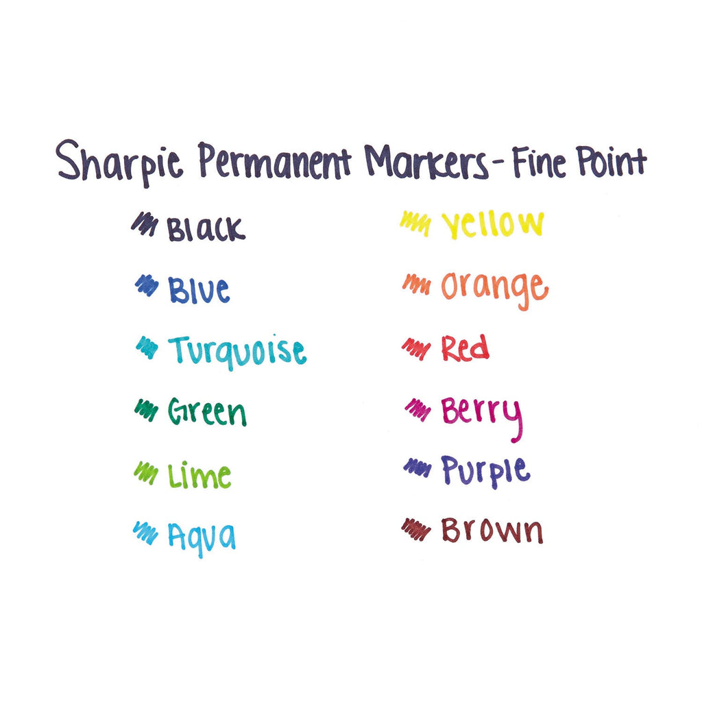 Sharpie Fine Tip Permanent Marker, Fine Bullet Tip, Blue, Dozen