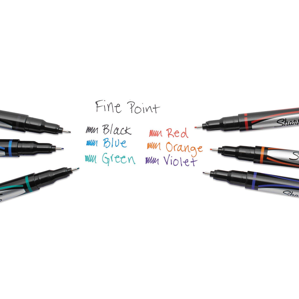 Sharpie Water-Resistant Ink Porous Point Pen, Stick, Fine 0.4 mm, Black Ink, Black/Gray Barrel, Dozen