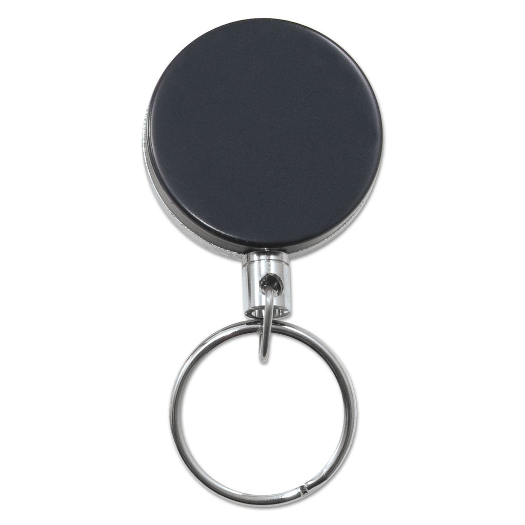 Advantus Heavy-Duty Retractable ID Card Reel, 18.5" Extension, Black/Chrome, 6/Pack