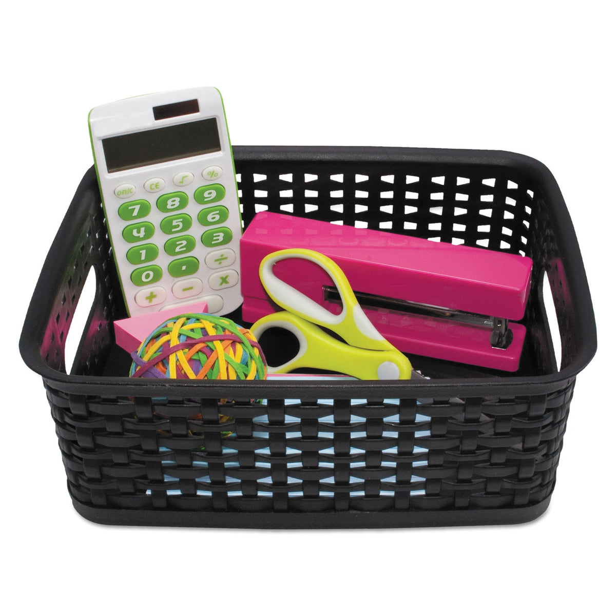 Advantus Weave Bins, 9.88 x 7.38 x 4, Black, 3/Pack