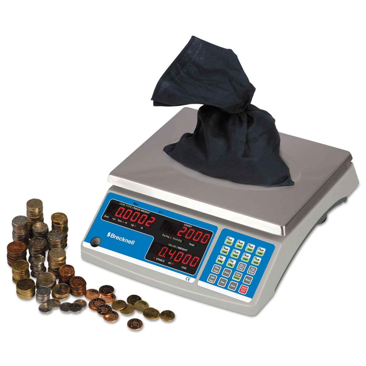 Brecknell Electronic 60 lb Coin and Parts Counting Scale, 11.5 x 8.75, Gray