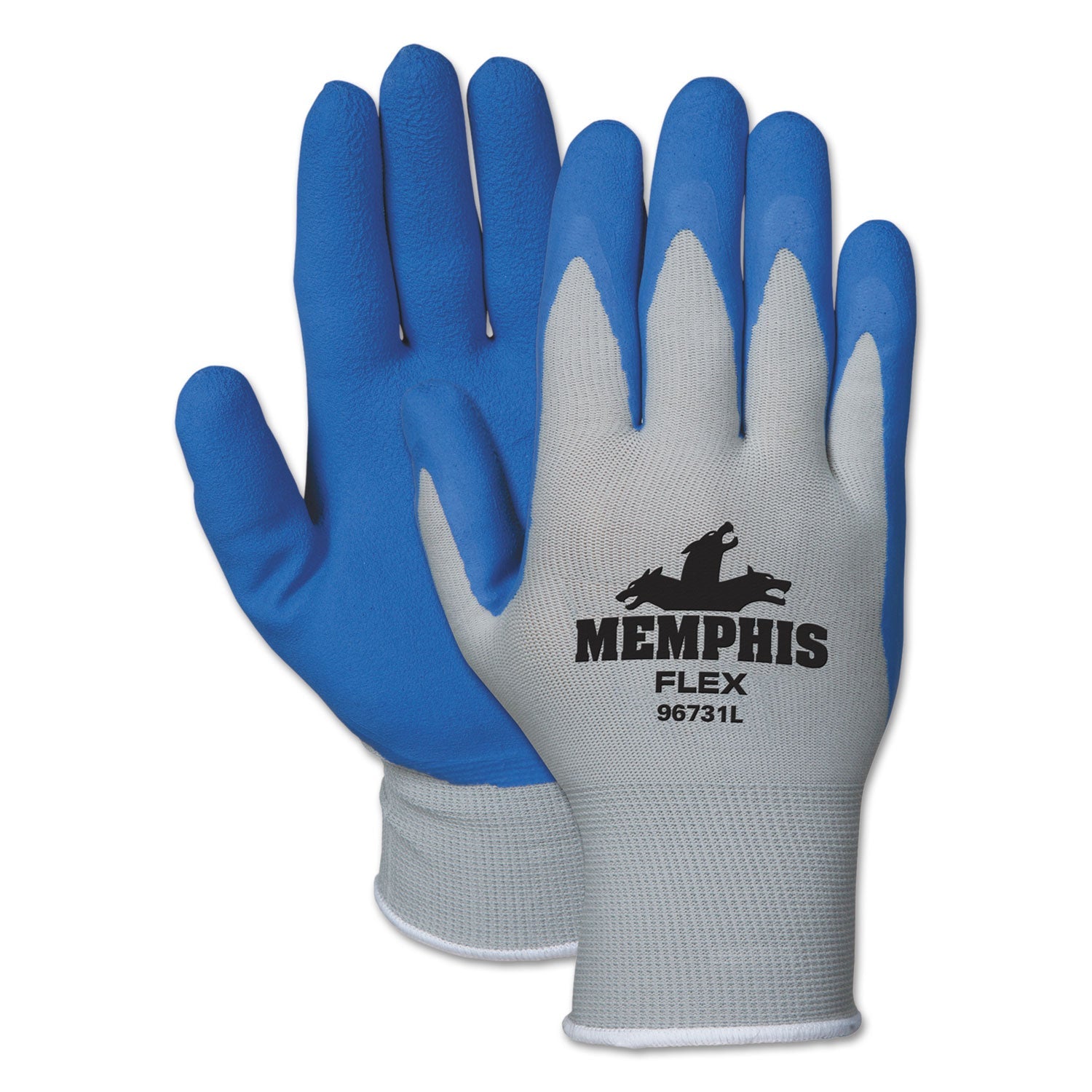 MCR Memphis Flex Seamless Nylon Knit Gloves, Small, Blue/Gray, Pair