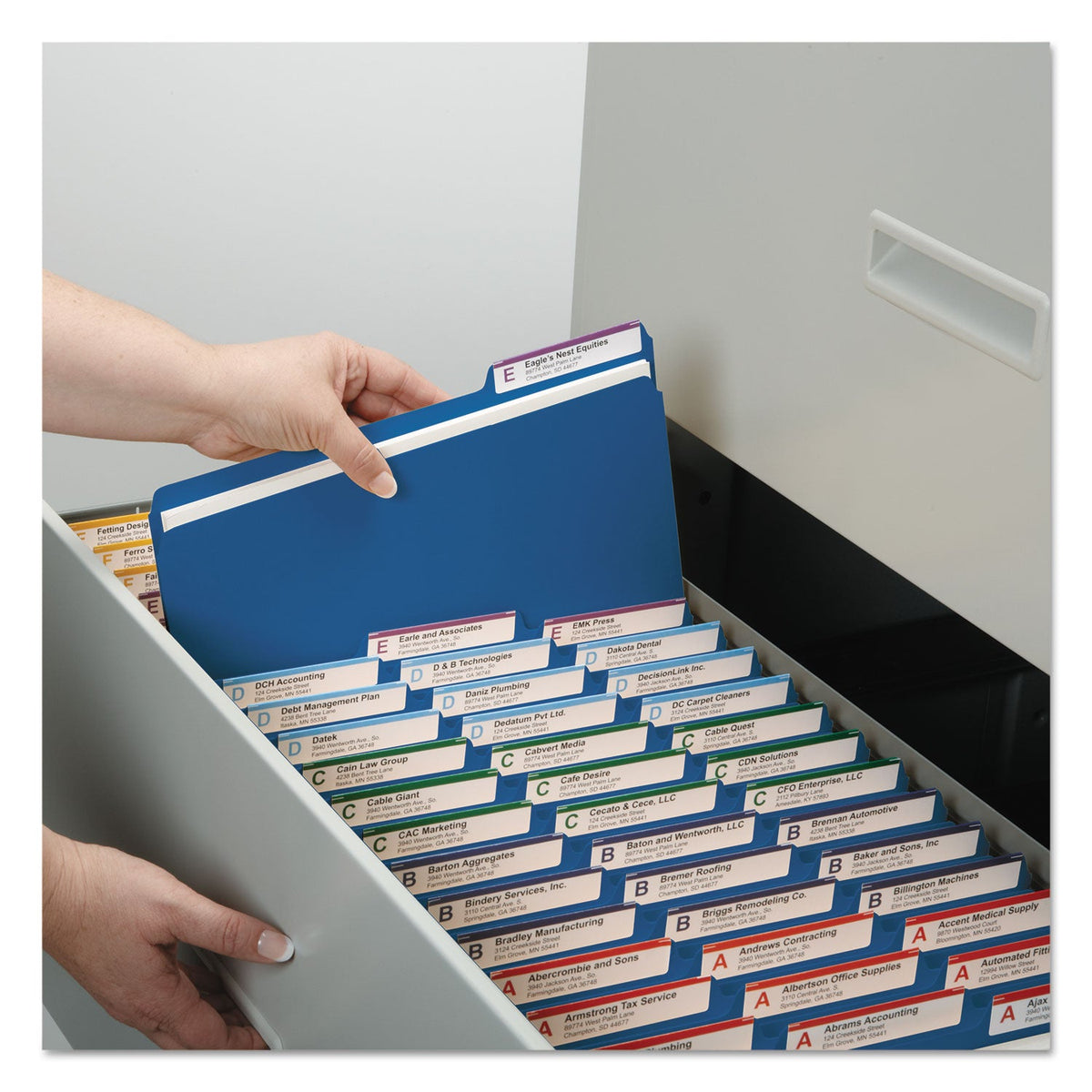 Smead Expanding Recycled Heavy Pressboard Folders, 1/3-Cut Tabs: Assorted, Letter Size, 1" Expansion, Dark Blue, 25/Box