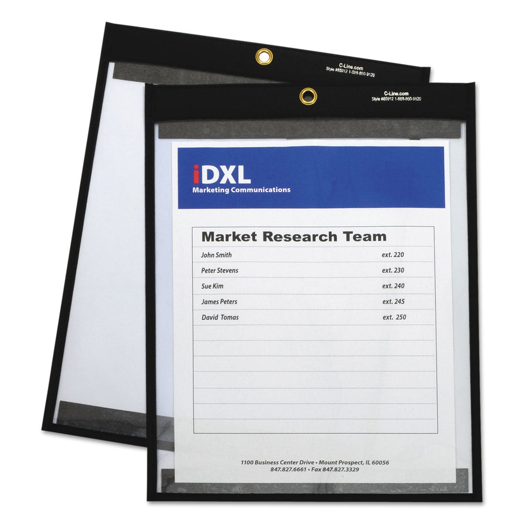 C-Line Magnetic Stitched Shop Ticket Holders, Clear, 75", 9 x 12, 25/Box