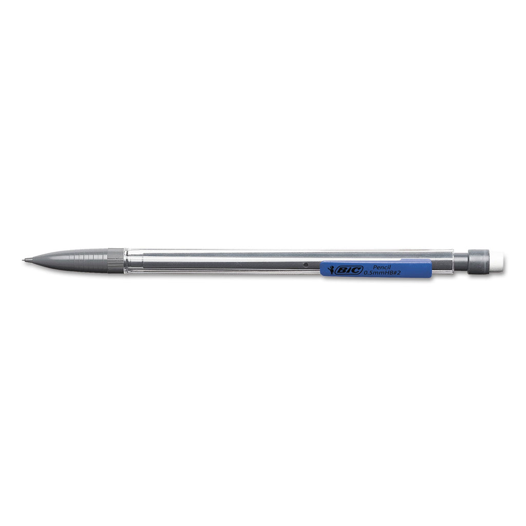 BIC Xtra-Precision Mechanical Pencil, 0.5 mm, HB (#2.5), Black Lead, Clear Barrel, Dozen