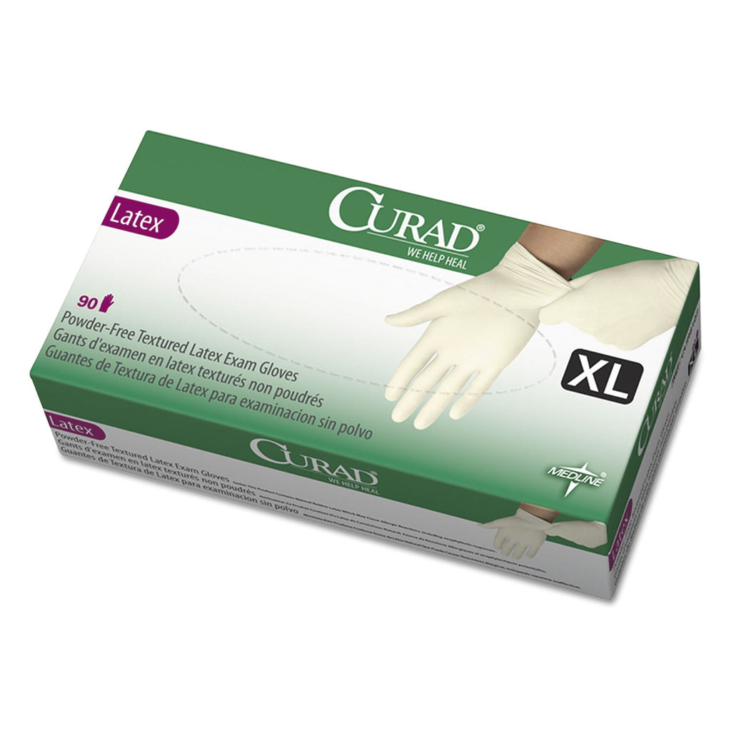 Curad Latex Exam Gloves, Powder-Free, X-Large, 90/Box