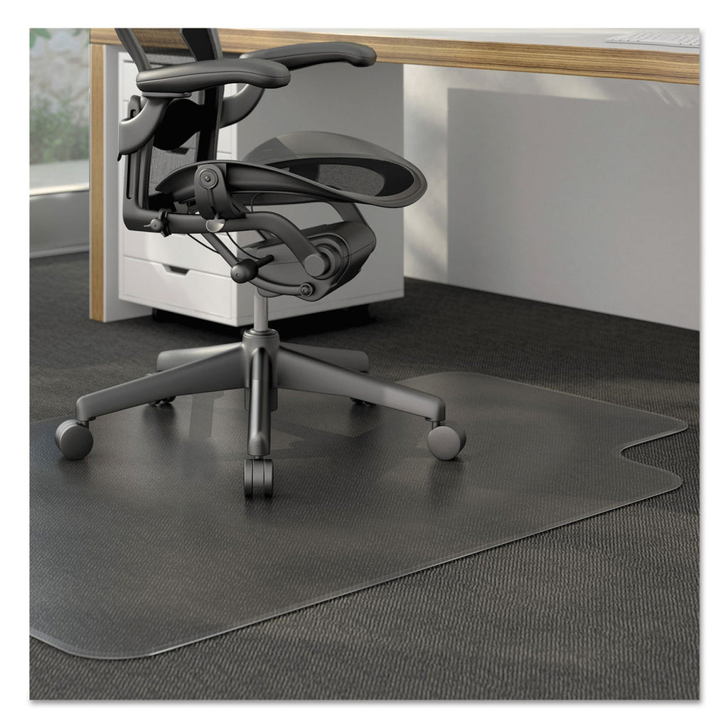 Alera Moderate Use Studded Chair Mat for Low Pile Carpet, 45 x 53, Wide Lipped, Clear
