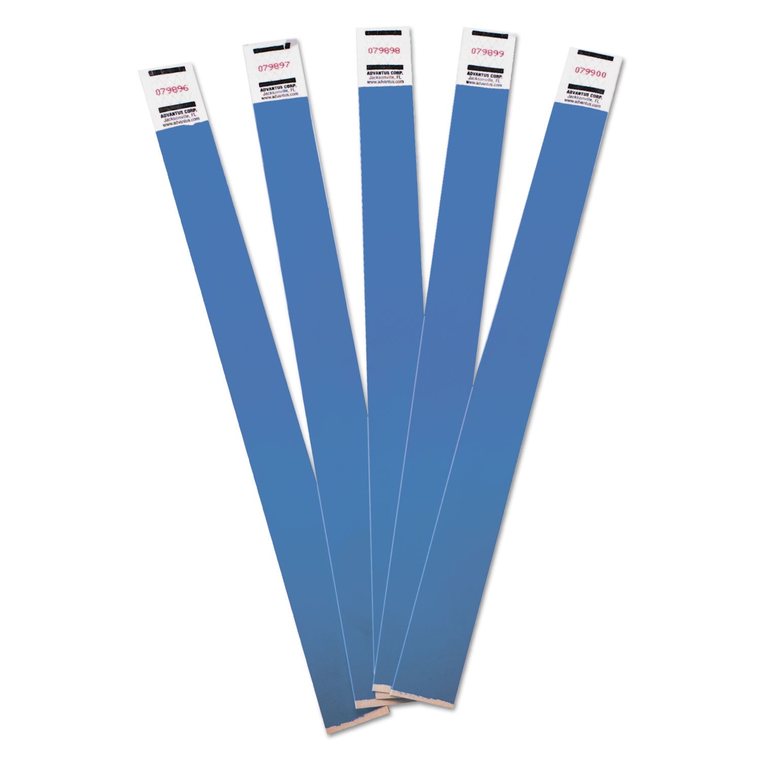 Advantus Crowd Management Wristbands, Sequentially Numbered, 10" x 0.75", Blue, 100/Pack