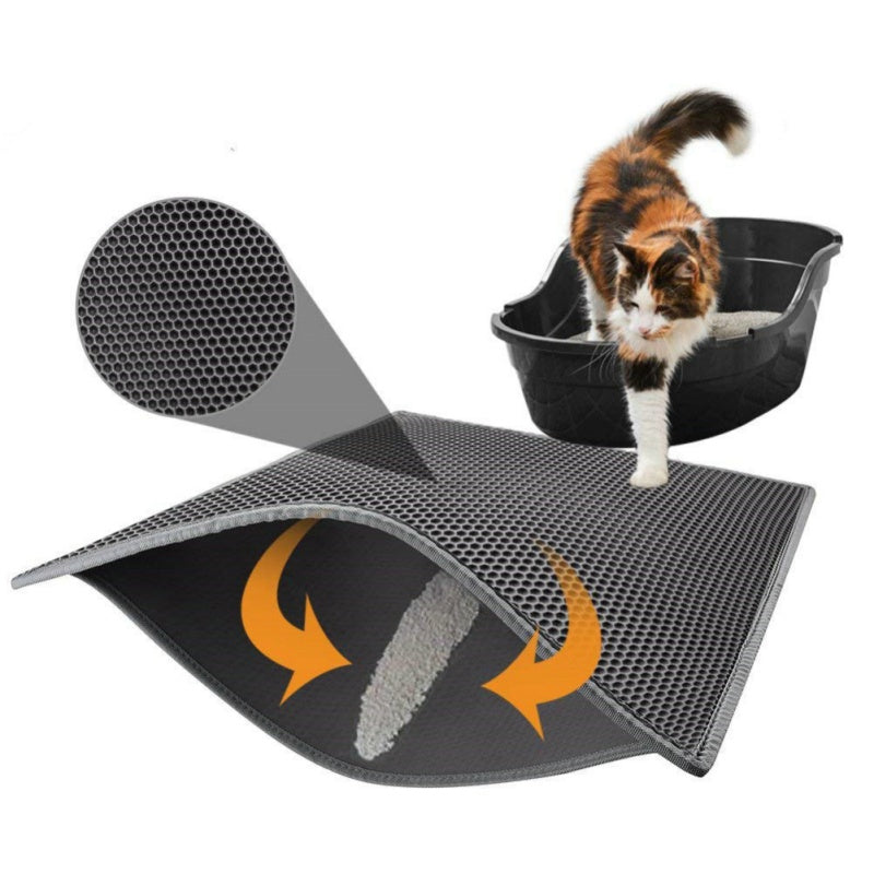 Honeycomb Cat Litter Mat – Waterproof Double-Layer Litter Trapper