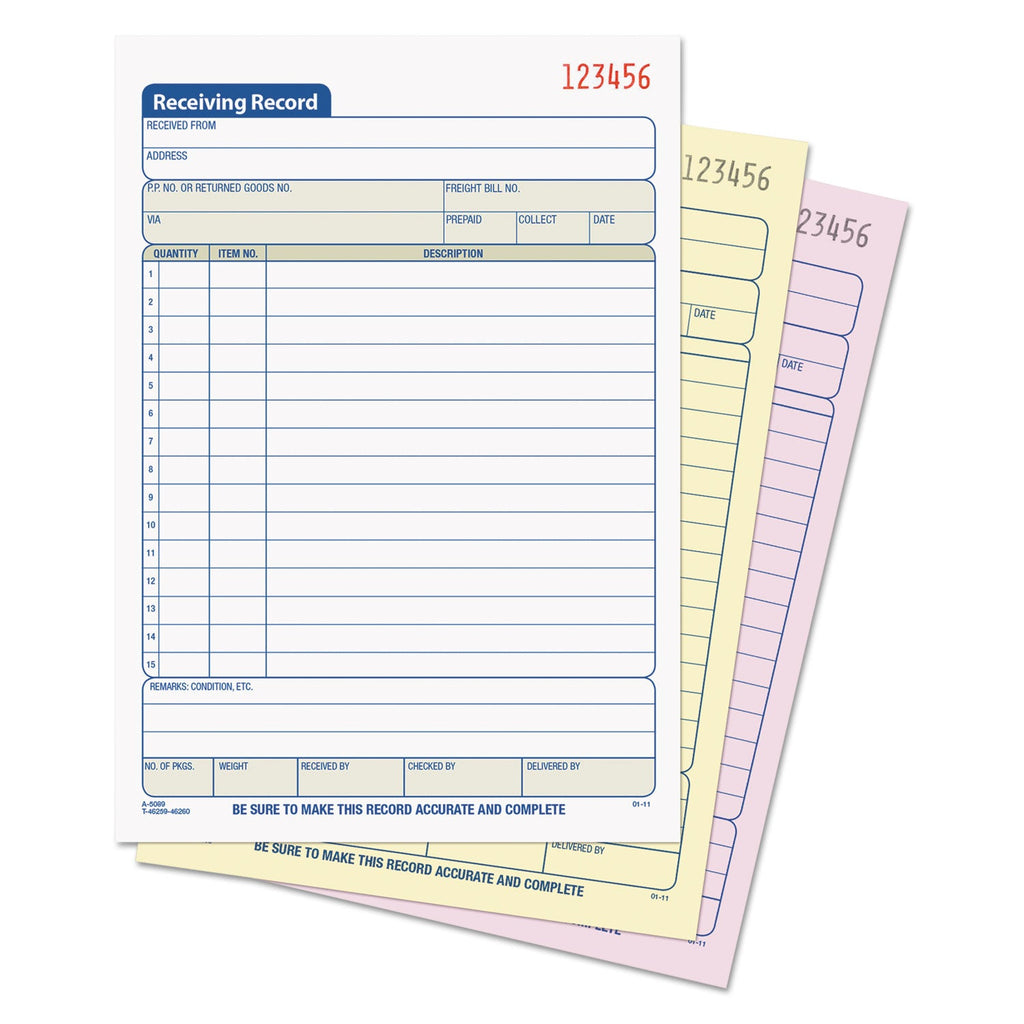 TOPS Receiving Record Book, Three-Part Carbonless, 5.56 x 7.94, 50 Forms