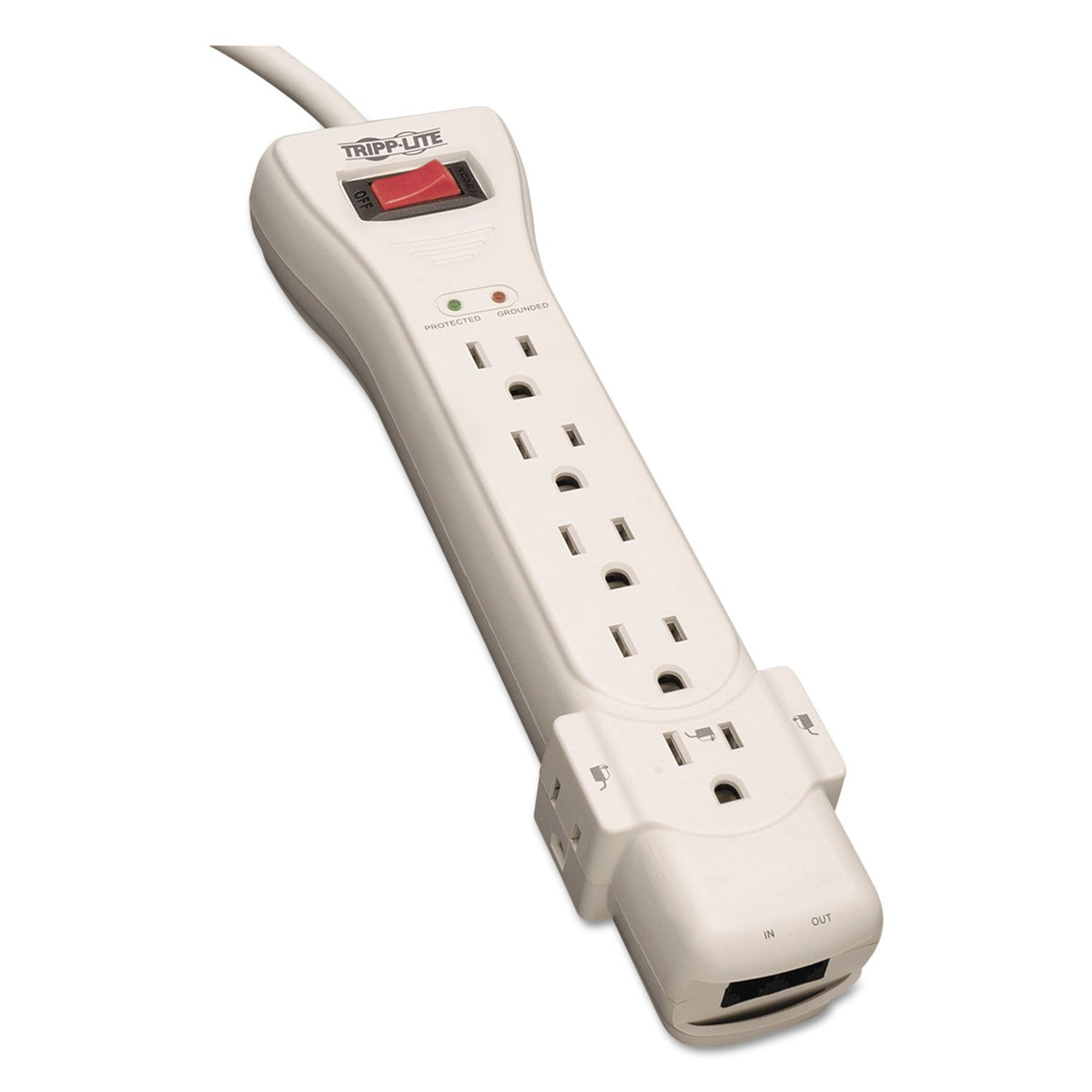 Tripp Lite Protect It! Surge Protector, 7 AC Outlets, 15 ft Cord, 2,520 J, Light Gray