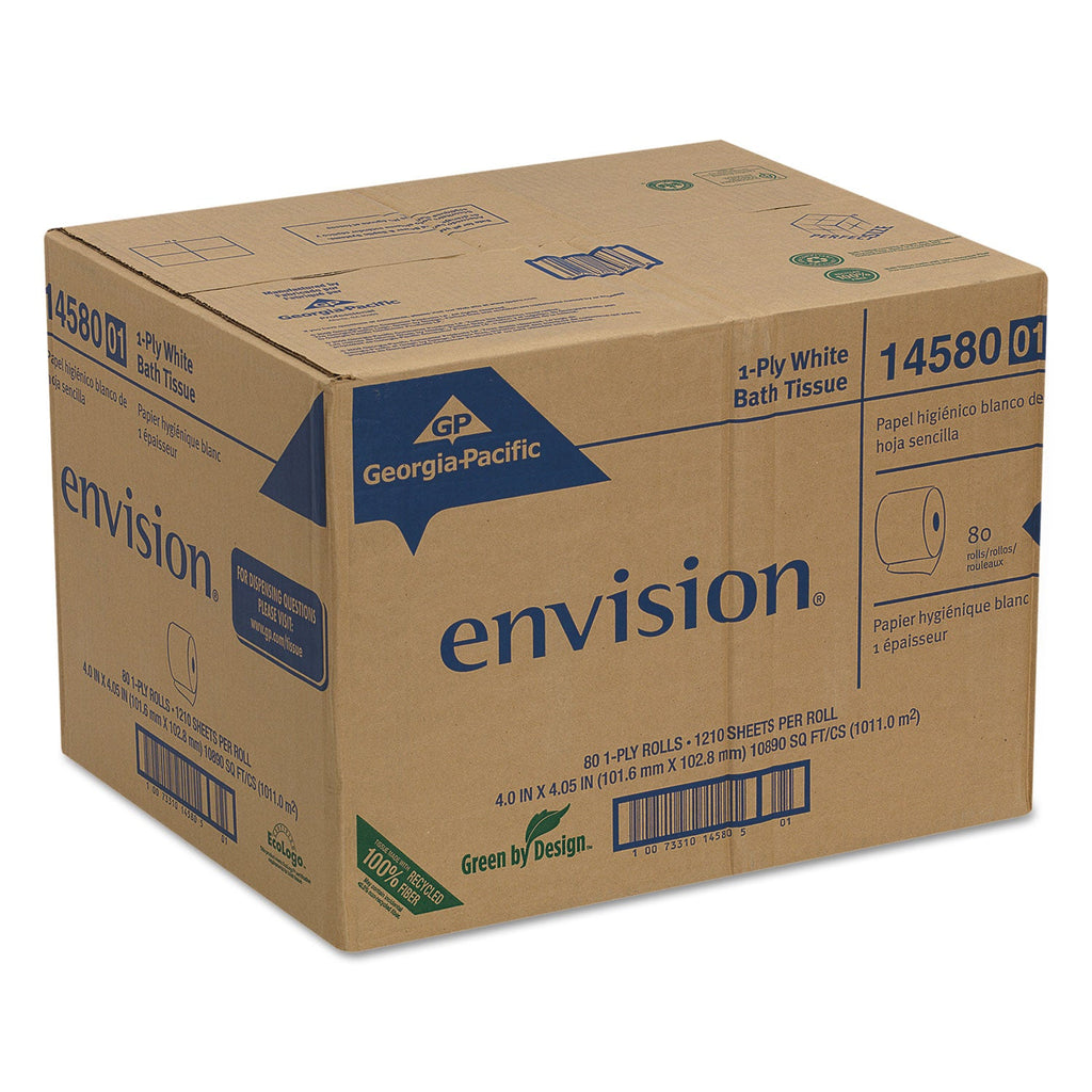 Georgia Pacific Pacific Blue Basic Bathroom Tissue, Septic Safe, 1-Ply, White, 1,210 Sheets/Roll, 80 Rolls/Carton
