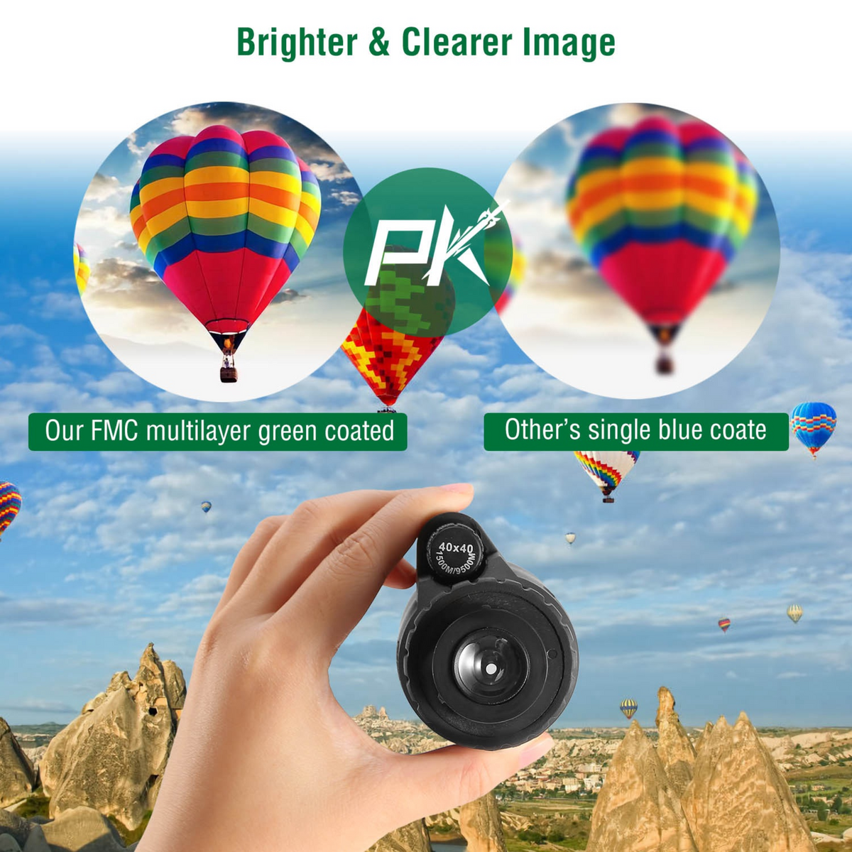 40x40 HD Optical Monocular Telescope w/ FMC Lens Low Light Vision Scope Phone Holder Tripod Compass For Bird Watching Hunting Camping Hiking Sport Eve
