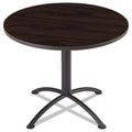 Iceberg iLand Table, Cafe-Height, Round Top, Contoured Edges, 36" Diameter x 29h, Mahogany/Black