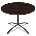 Iceberg iLand Table, Cafe-Height, Round Top, Contoured Edges, 42" Diameter x 29h, Mahogany/Black