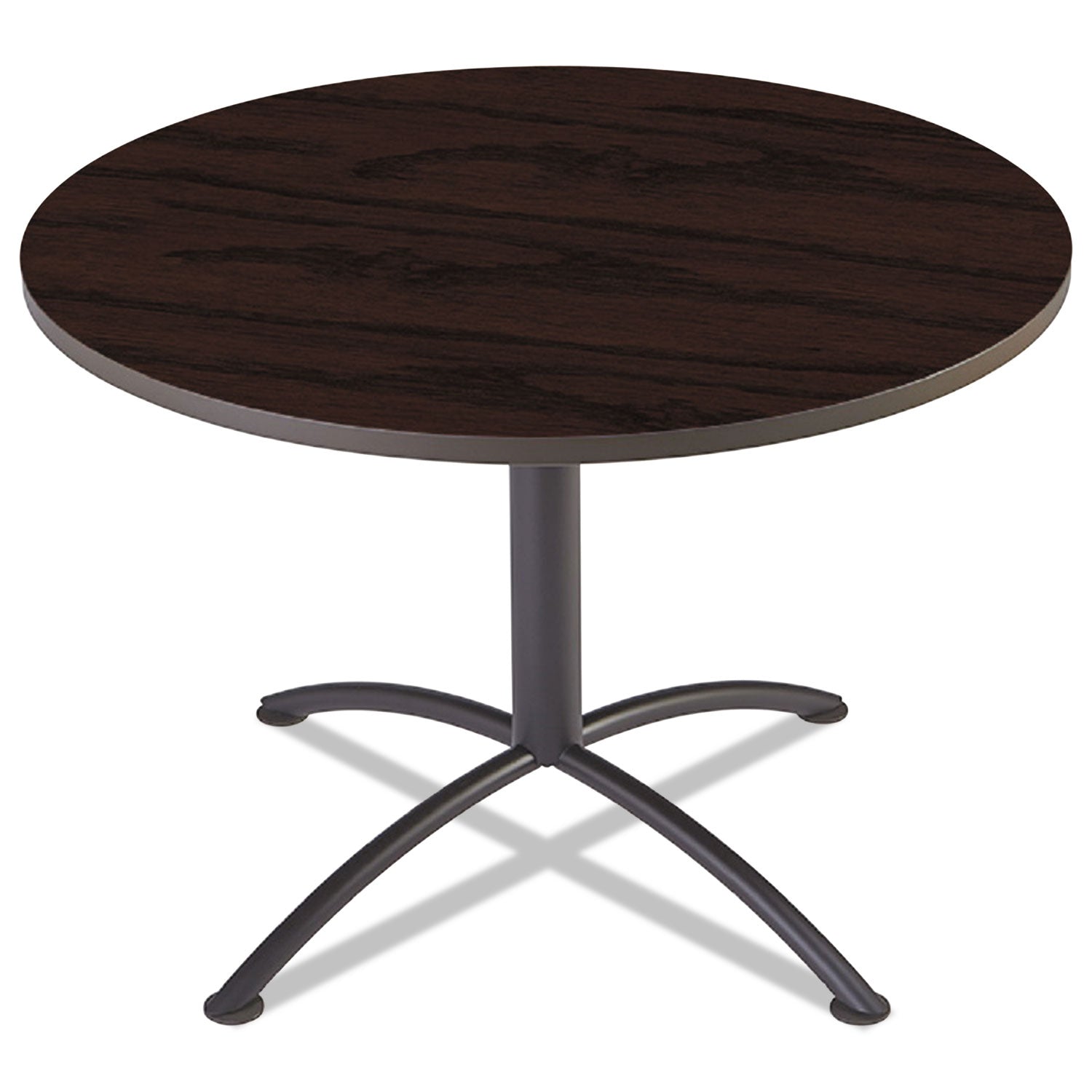 Iceberg iLand Table, Cafe-Height, Round Top, Contoured Edges, 42" Diameter x 29h, Mahogany/Black