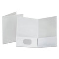 Oxford Linen Finish Twin Pocket Folders, 100-Sheet Capacity, 11 x 8.5, White, 25/Box