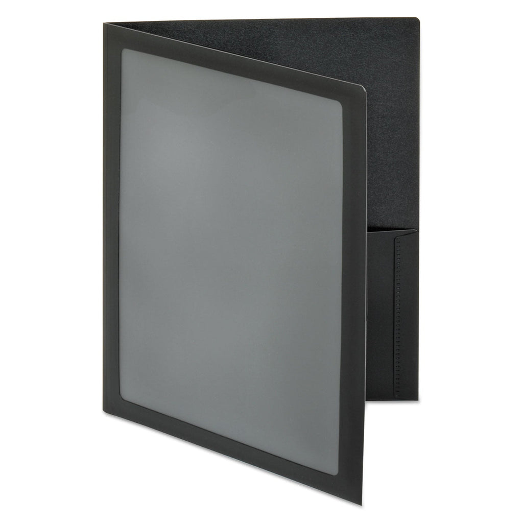 Oxford ViewFolio Polypropylene Portfolio, 100-Sheet Capacity, 11 x 8.5, Clear/Black
