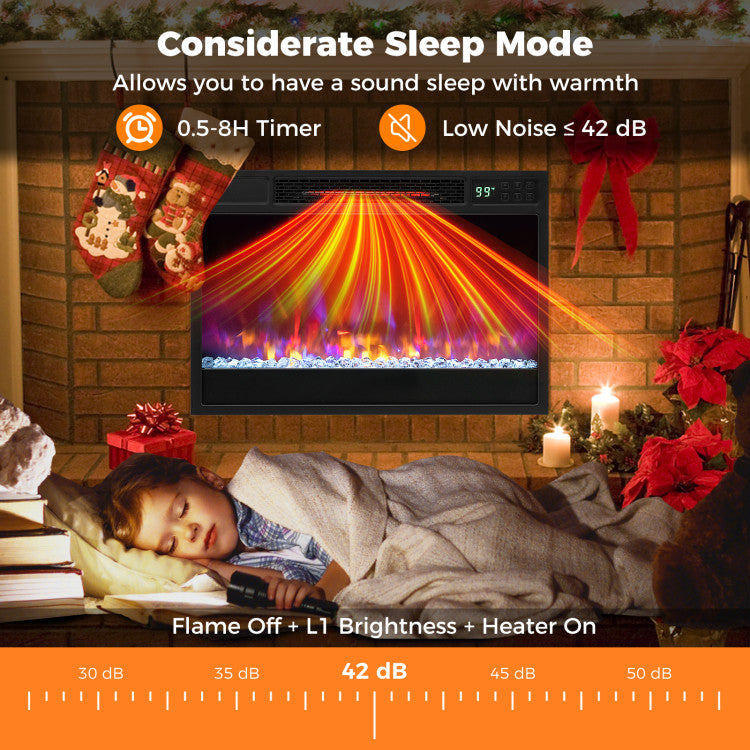 23 Inch 1500W Recessed Electric Fireplace Insert with Remote Control