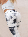 Ink Jacquard Tie-dyed Bubble Polyester Yoga Pants Slim Fit