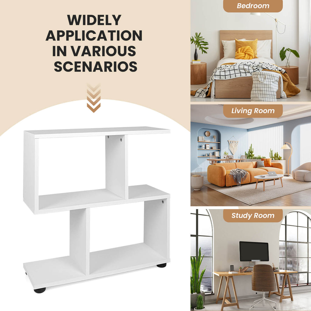 24 Inch 3-Tier Geometric Bookshelf with Thick Foot Pads