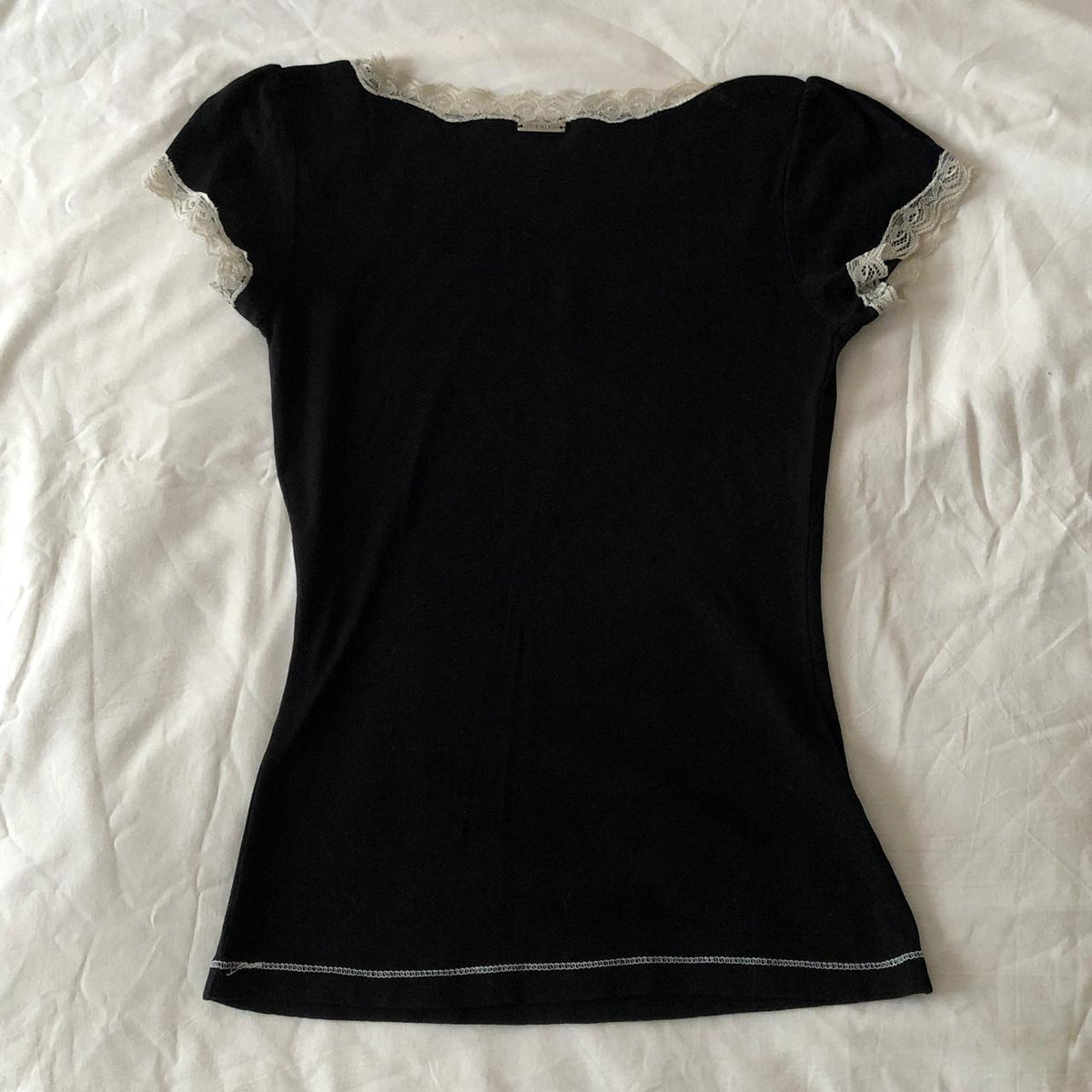Women's Short Sleeve Lace T-Shirt – Black, Red & Plaid