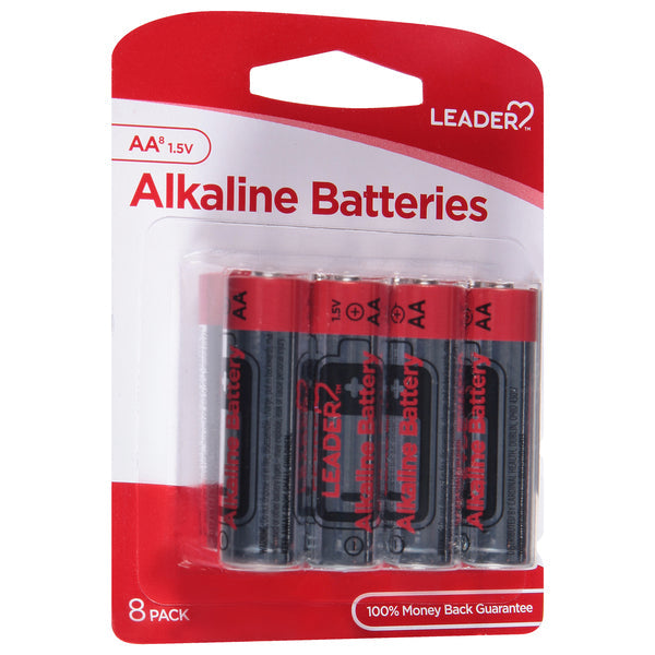 Leader Alkaline AA Batteries, 1.5V Long-Lasting Power, 8 Count Value Pack