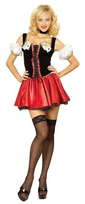 Womens Winning Pair Vegas Casino Poker Mistress Adult Costume Size M/L 8-12