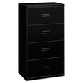 HON 400 Series Lateral File, 4 Legal/Letter-Size File Drawers, Black, 30" x 18" x 52.5"